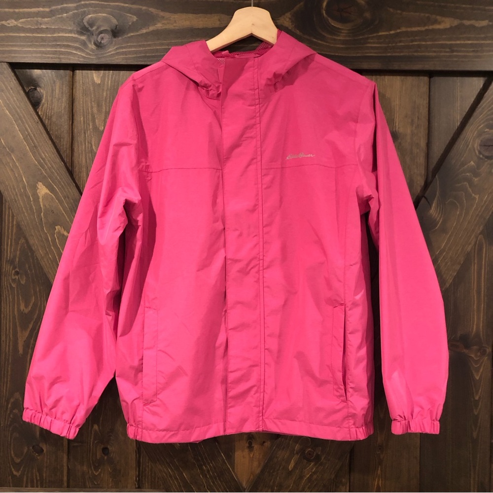 Eddie Bauer hooded pink raincoat girls size 14